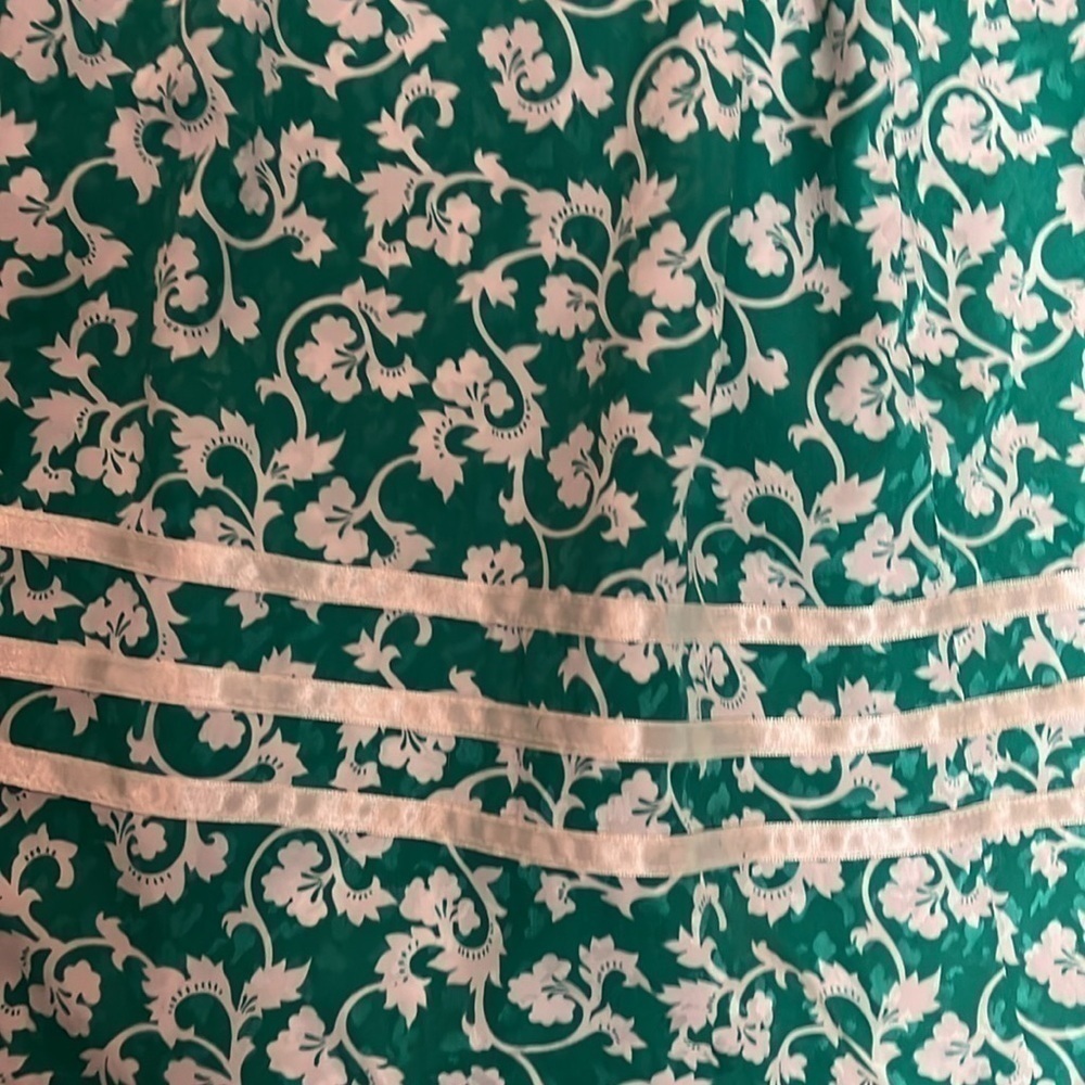 Gorgeous Kelly Green Paisley Button Vintage Flowy Short Sleeve Plus Dress 16 - Picture 6 of 9